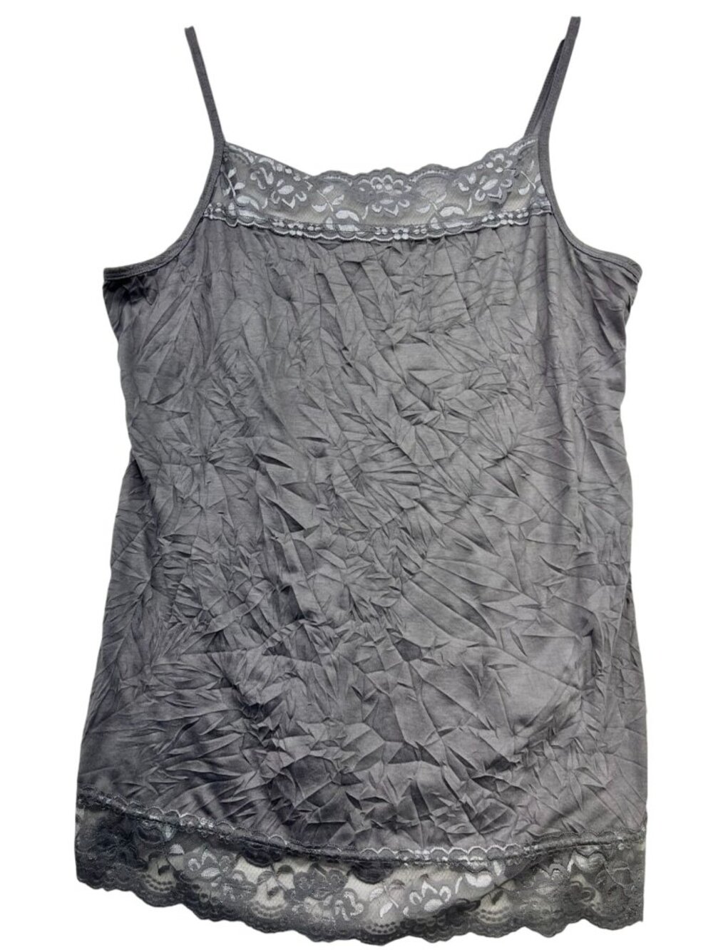 Maurices Women's Lace-Trim Cami Tank Top Sleeveless Lightweight Size 1 Gray